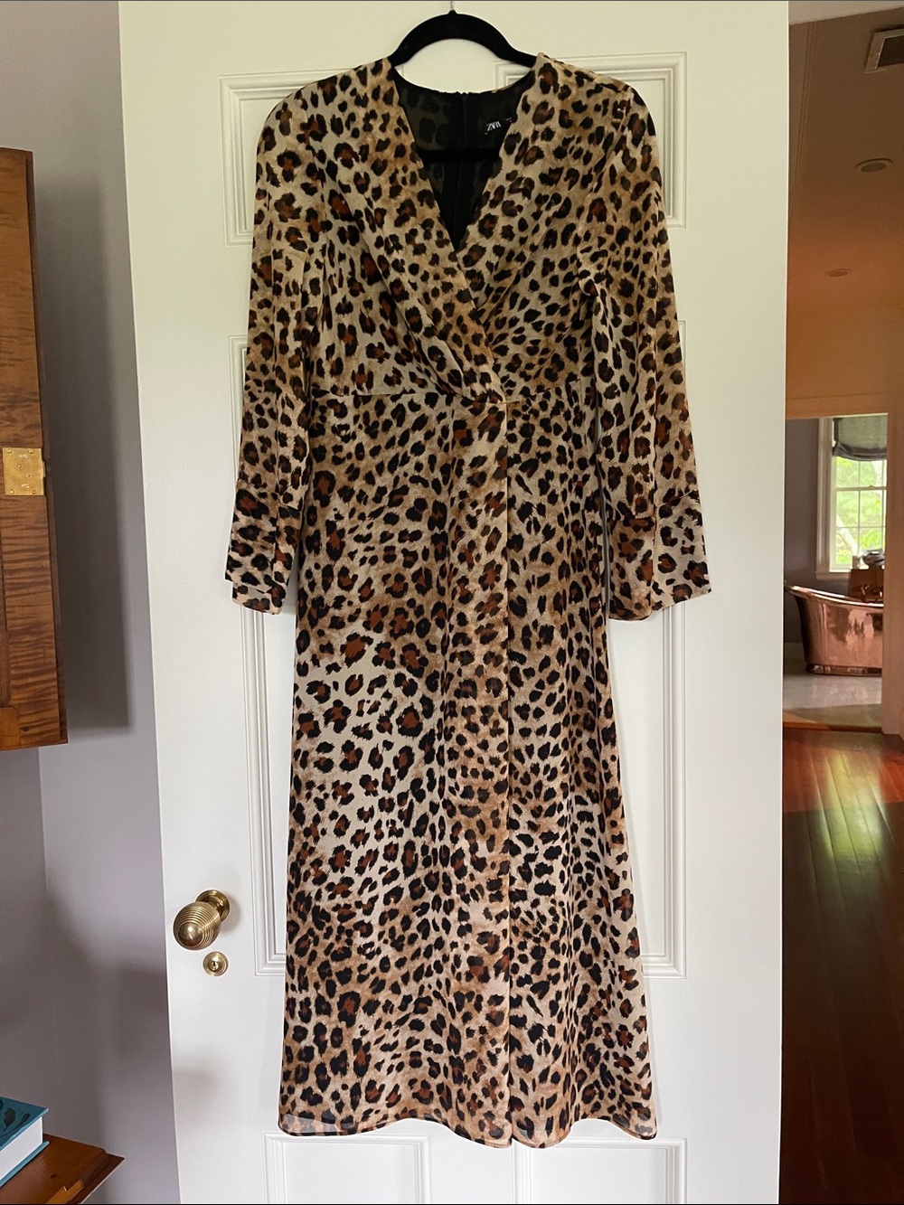 Zara Leopard Print Maxi Dress in Brown and Black